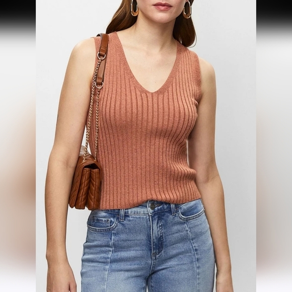 NWOT Melanie Lyne Sleeveless Metallic Rib Knit Tank Top Size M - Picture 3 of 12